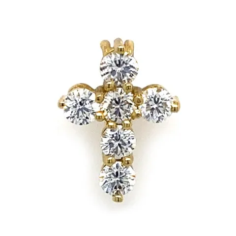 18K Yellow Gold Diamond Cross Pendant