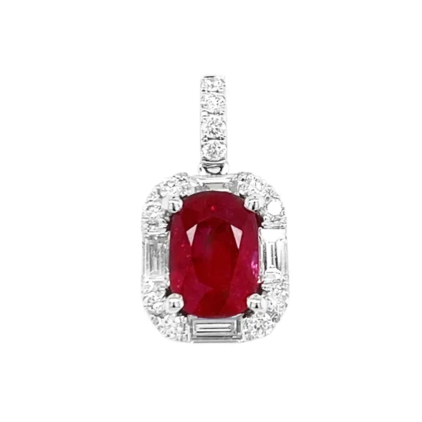18K White Gold Ruby Pendant