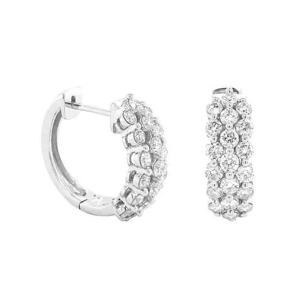 18K White Gold Diamond Huggie Earrings