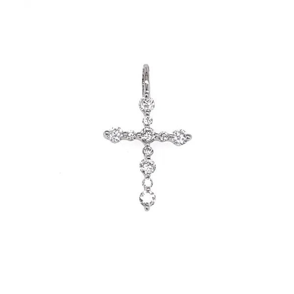 18K White Gold Diamond Cross Pendant