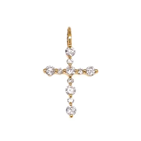 18K Yellow Gold Diamond Cross Pendant