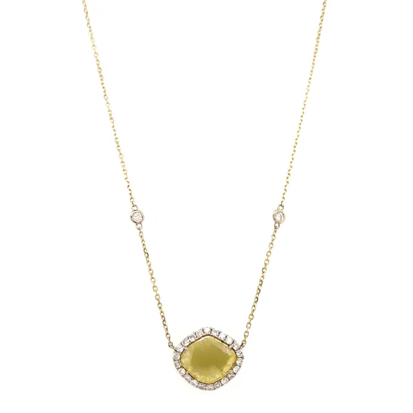 18K Yellow Gold Diamond Slice Necklace