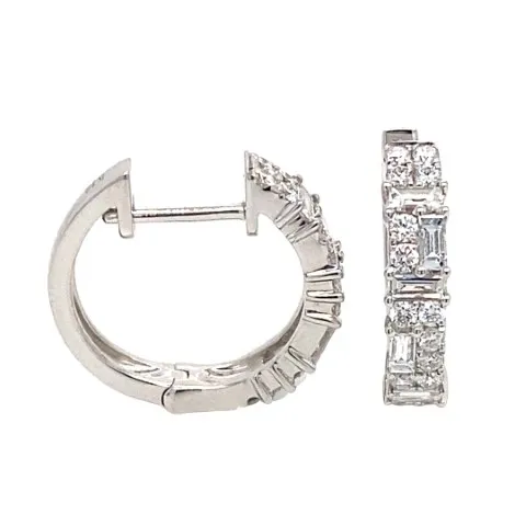 18K White Gold Huggie Earrings