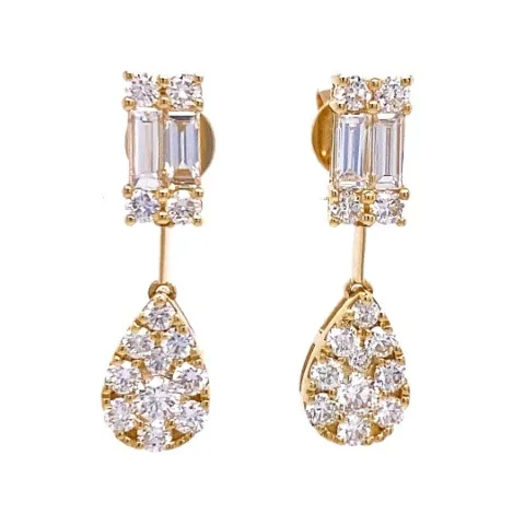 18K Yellow Gold Diamond Earrings