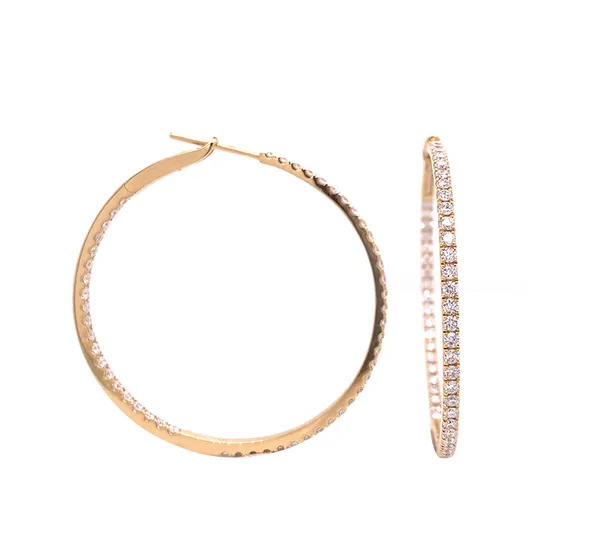 18K Yellow Gold Diamond Hoops