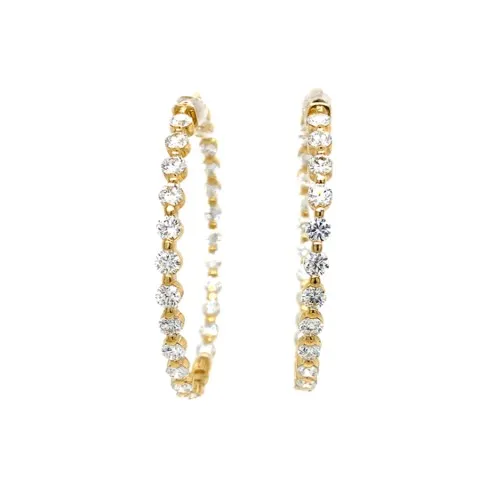 18K Yellow Gold Diamond Hoops