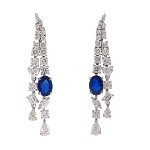 18K White Gold Sapphire Earrings