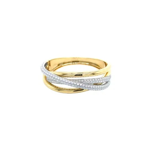 18K Two-Tone Gold Diamond Bangle