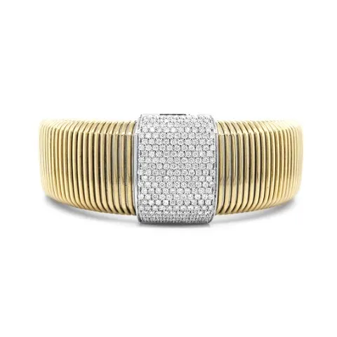 18K Two-Tone Gold Diamond Bangle