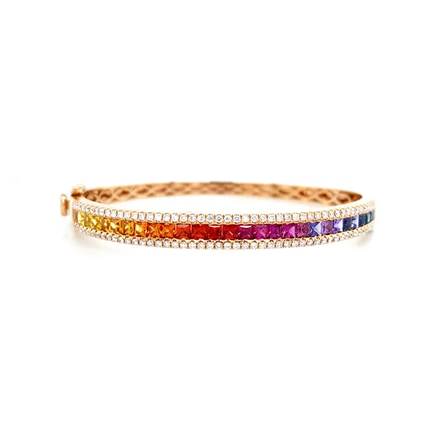 18K Rose Gold Fancy Sapphire Bangle