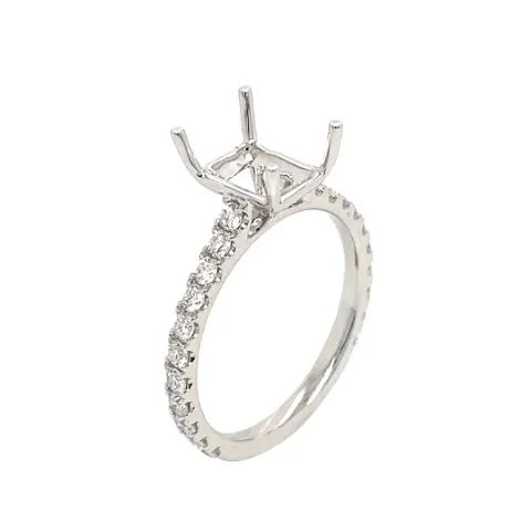 18K White Gold Semi Mount Ring
