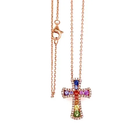 18K Rose Gold Fancy Sapphire Necklace