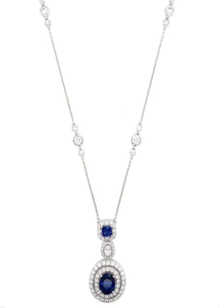 18K White Gold Sapphire Necklace