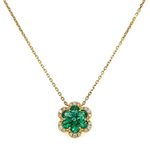 18K Yellow Gold Emerald Necklace