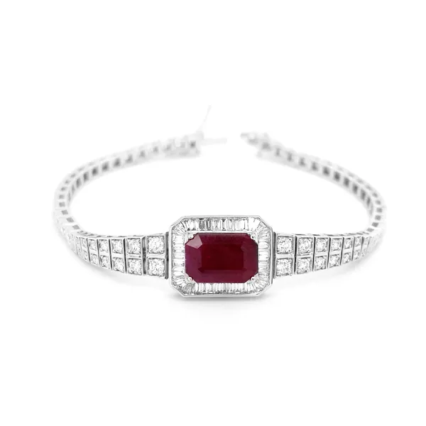 18K White Gold Ruby Bracelet