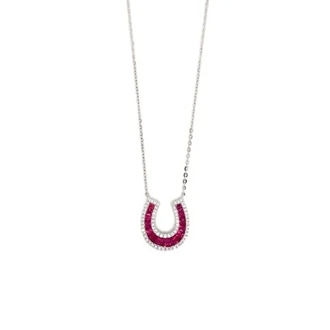 18K White Gold Ruby Necklace