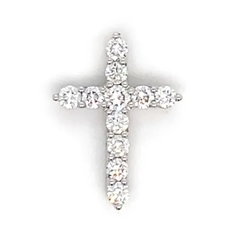 18K White Gold Diamond Cross Pendant