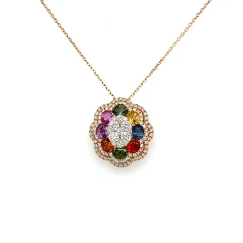 18K Rose Gold Fancy Sapphire Necklace