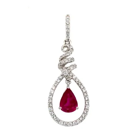 18K White Gold Ruby Pendant