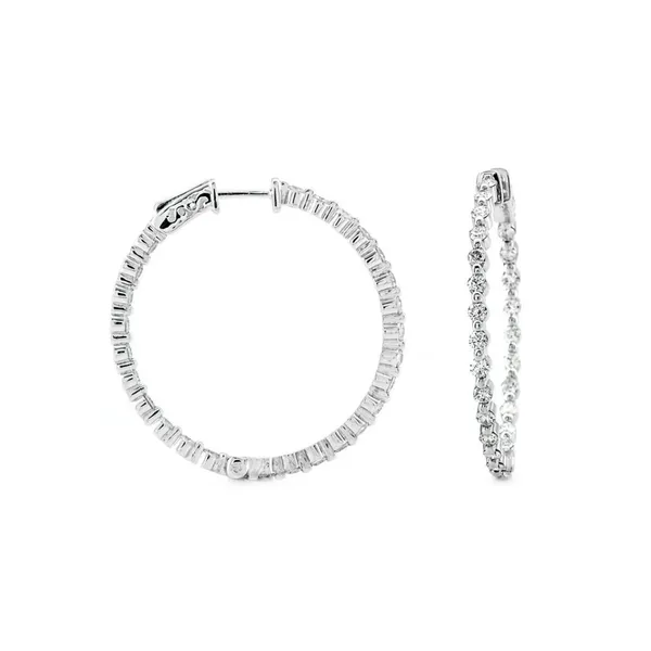 18K White Gold Diamond Hoop Earrings