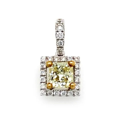 18K Two-Tone Gold Yellow Diamond Pendant