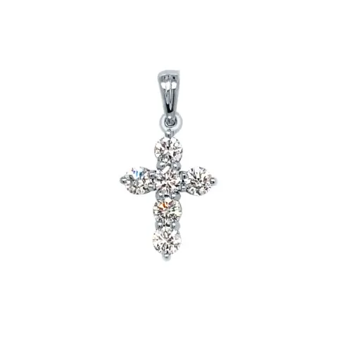 18K White Gold Diamond Cross Pendant