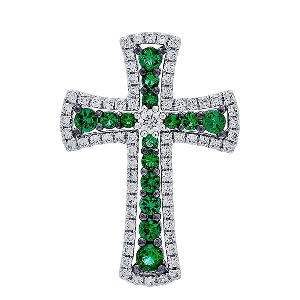 18K White Gold Emerald Pendant