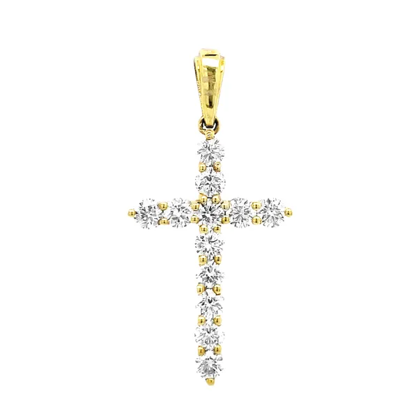 18K Yellow Gold Diamond Cross Pendant