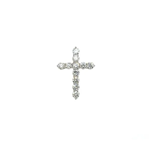 18K White Gold Diamond Cross Pendant