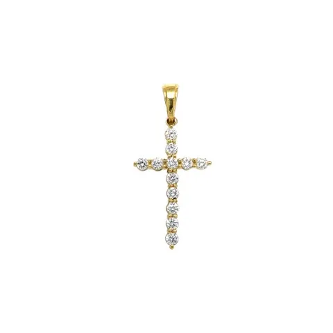 18K Yellow Gold Diamond Cross Pendant