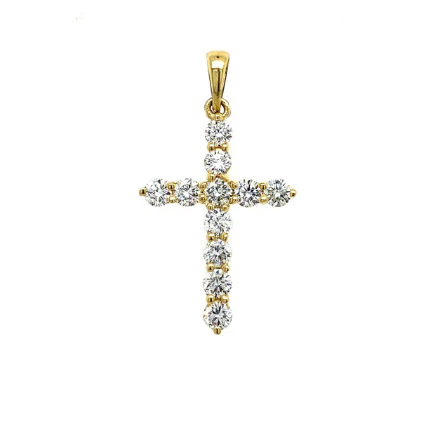 18K Yellow Gold Diamond Cross Pendant