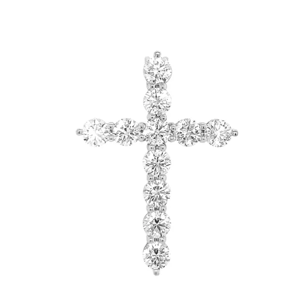 18K White Gold Diamond Cross Pendant