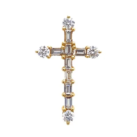 18K Yellow Gold Diamond Cross Pendant