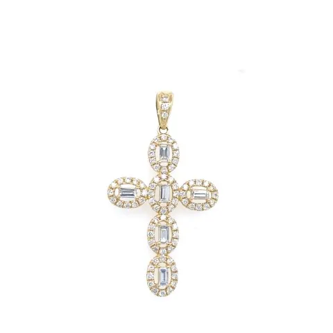 18K Yellow Gold Diamond Cross Pendant