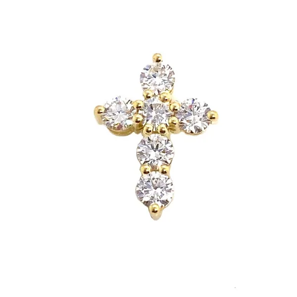 18K Yellow Gold Diamond Cross Pendant