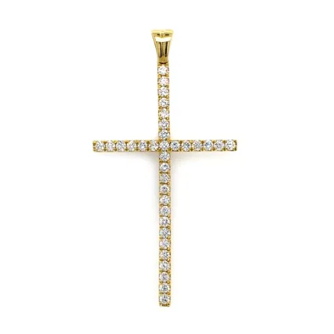 18K Yellow Gold Diamond Cross Pendant
