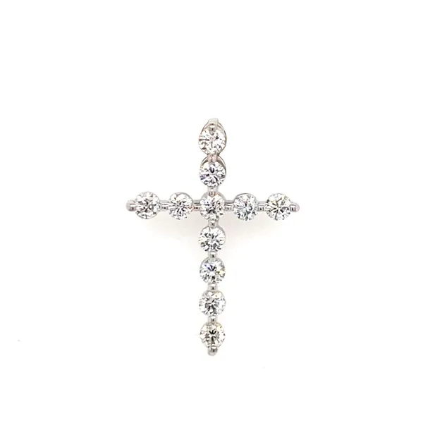 18K White Gold Diamond Cross Pendant