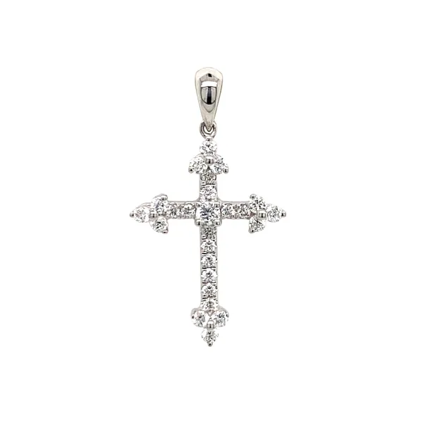 18K White Gold Diamond Cross Pendant