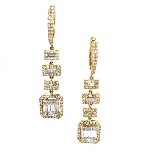 18K Yellow Gold Diamond Earrings