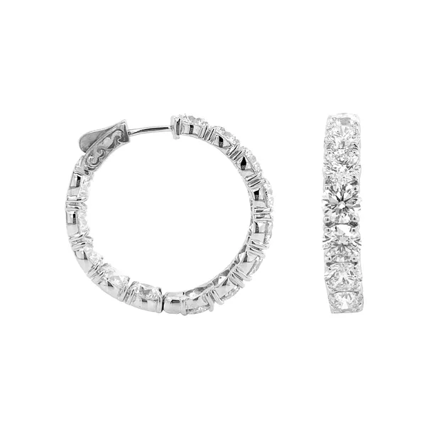 18K White Gold Diamond Hoop Earrings