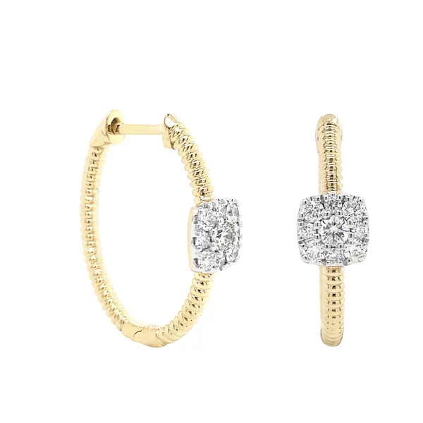 18K Two-Tone Diamond Earrings