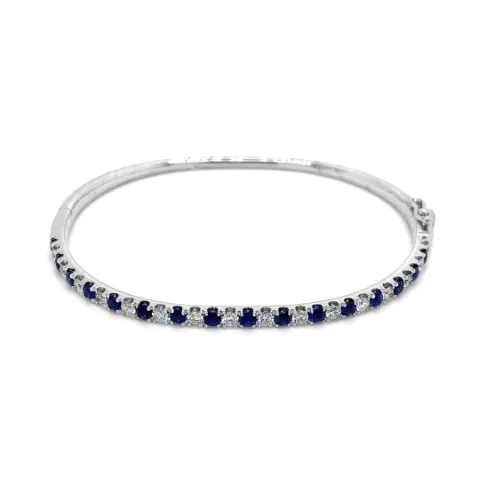 18K White Gold Sapphire Bangle