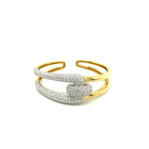 18K Two-Tone Gold Diamond Bangle