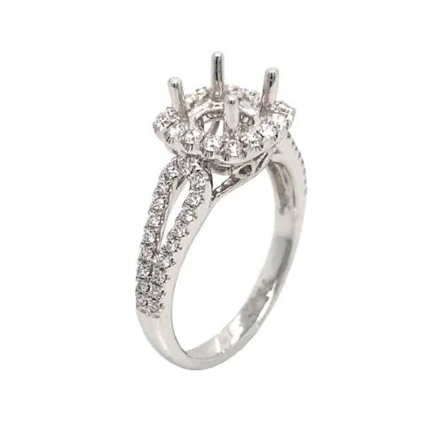 18K White Gold Semi Mount Ring