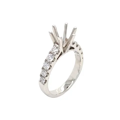 18K White Gold Semi Mount Ring