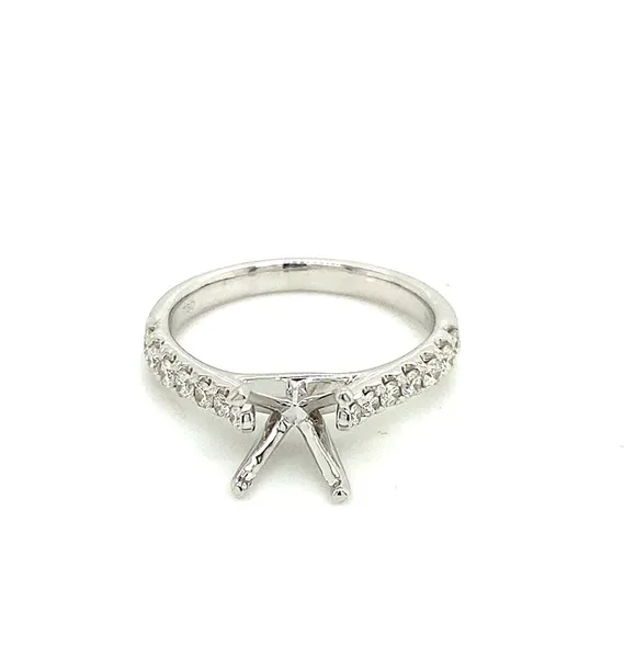 18K White Gold Semi Mount Ring