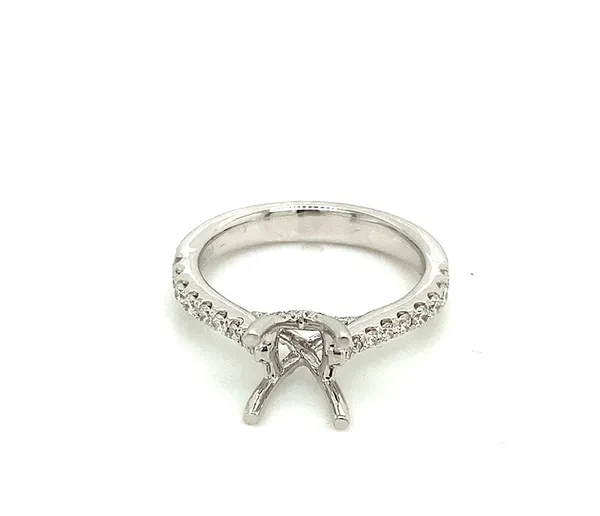 18K White Gold Semi Mount Ring