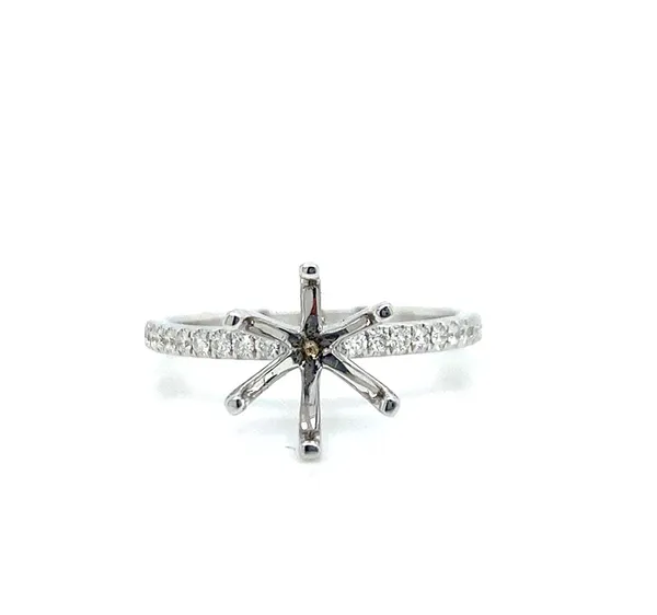18K White Gold Semi Mount Ring