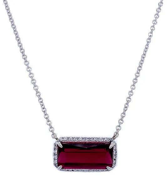 18K White Gold Rubellite Necklace