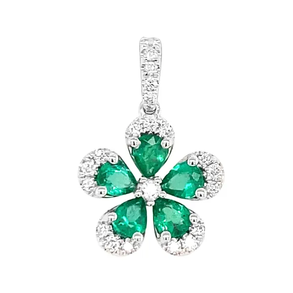 18K White Gold Emerald Pendant
